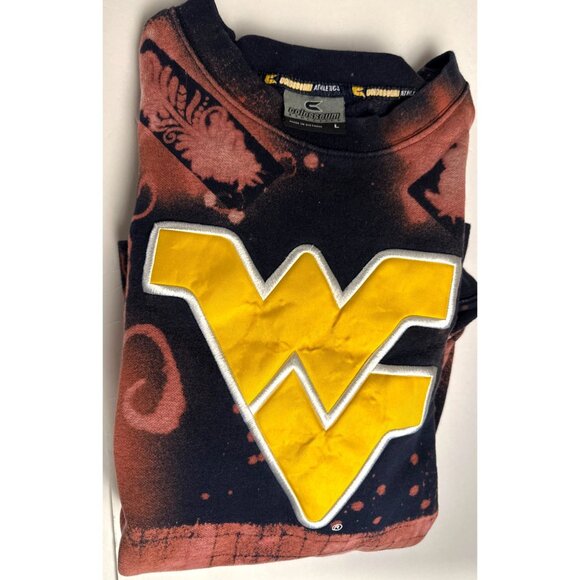 Vintage 90s West Virginia Mountaineers Bleach Dye Sweatshirt Size Lg Large Black - Picture 2 of 8